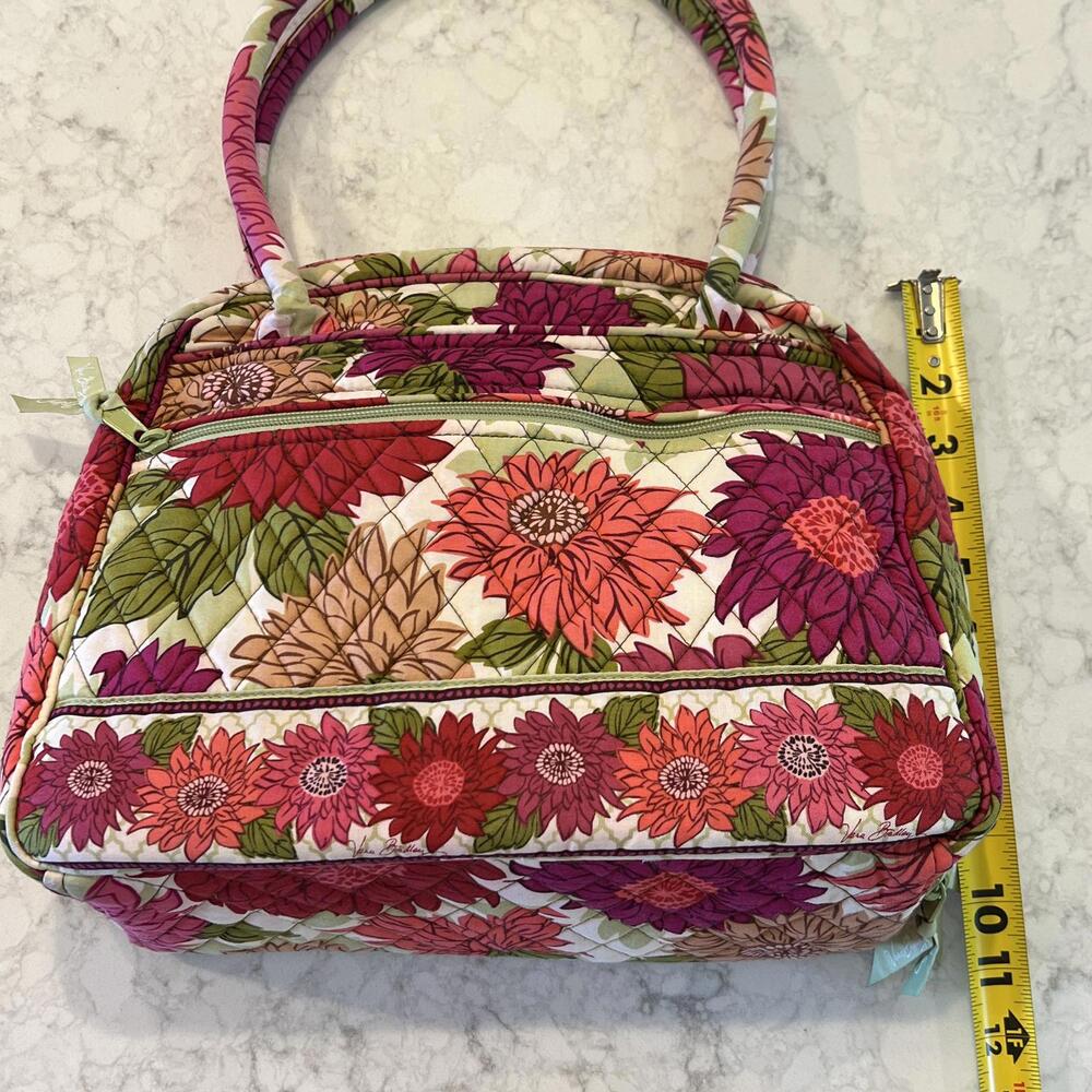 Vera Bradley Bowler Bag Retired Hello Dahlia Pink Red Satchel Purse EUC - Picture 3 of 6